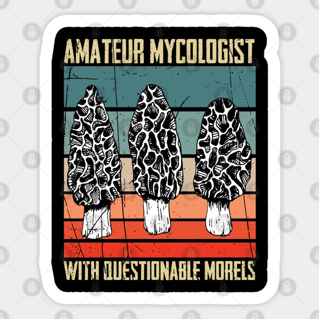 Amateur mycologist with questionable morels Morel Mushroon Sticker by Caskara